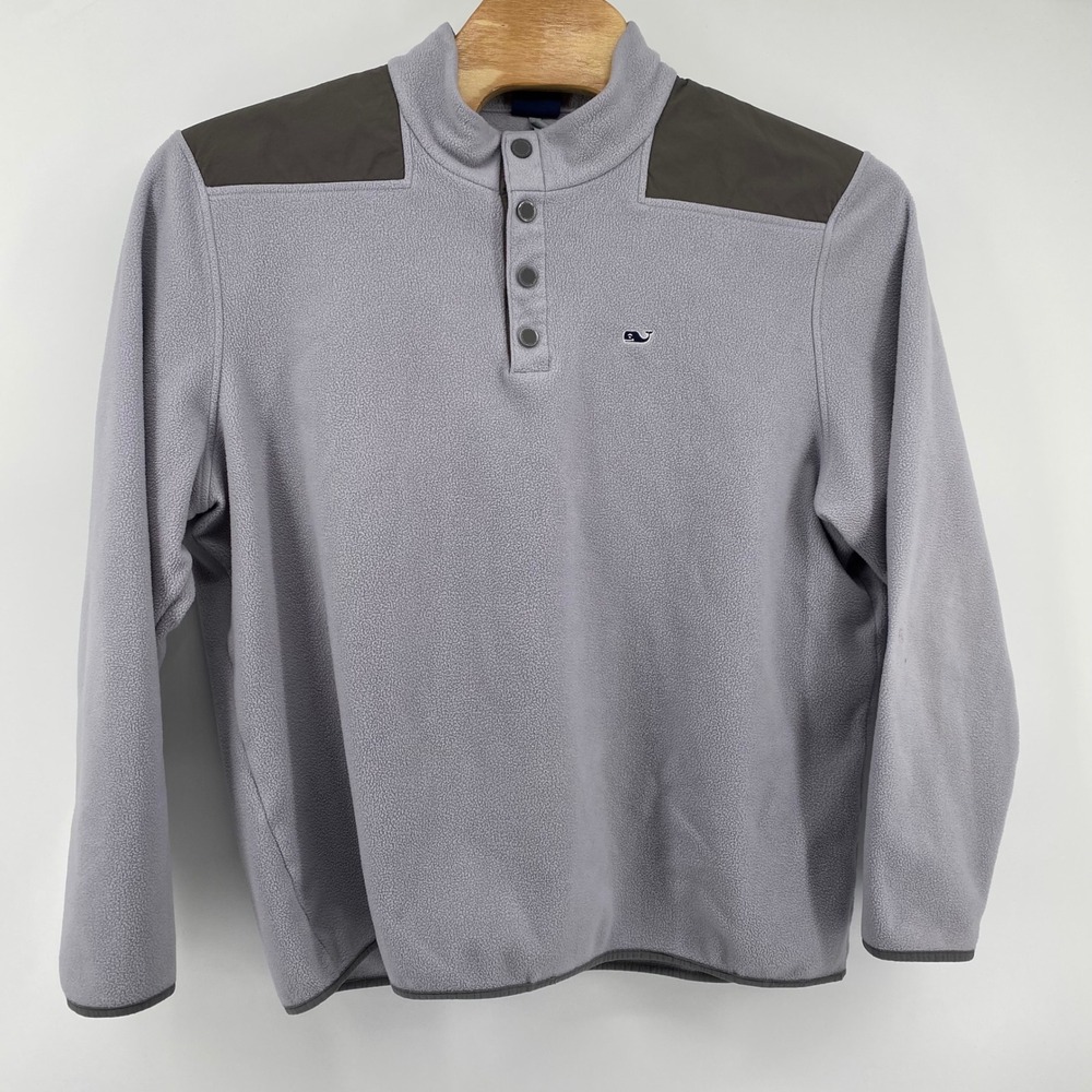 Vineyard Vines Quarter Zip Fleece Pullover Men's 2XL Gray Whale Logo Casual - Picture 2 of 7